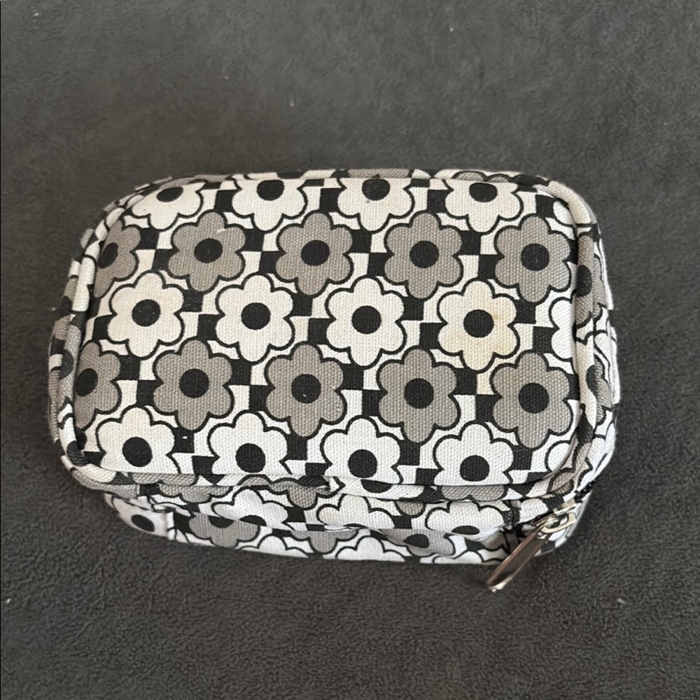 Floral Patterned Cosmetic Bag with Beads!